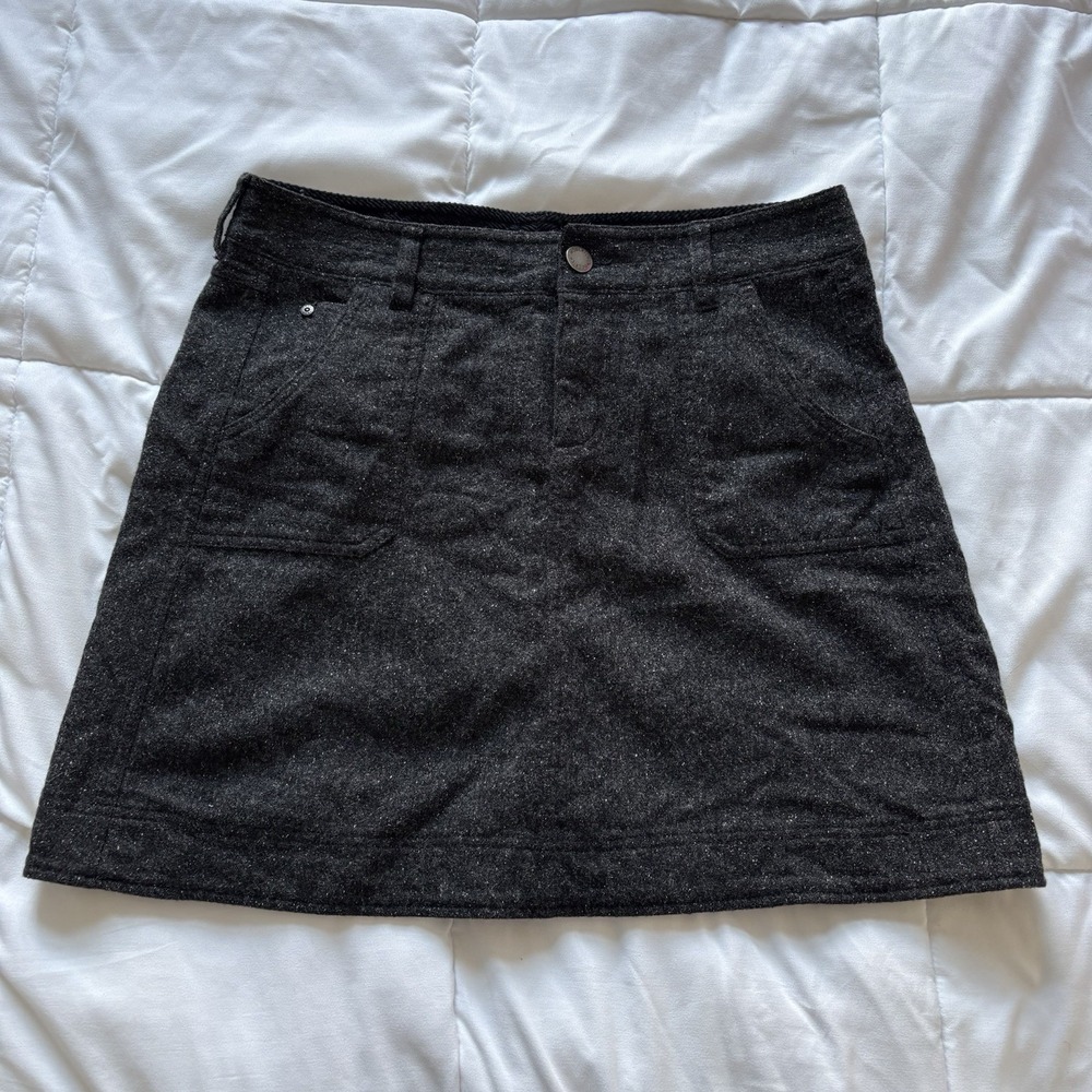 Woolrich Woodlyn A-Line Skirt Womens 12 Charcoal Gray Wool Blend Tweed Onx 5063